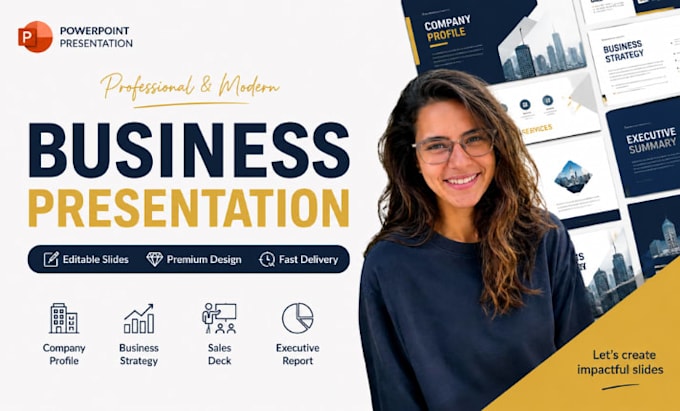 corporate business presentation, company profile, powerpoint slides design