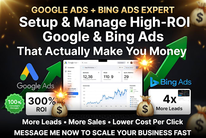 setup and manage microsoft bing ads, uet tag, be google ads expert, PPC campaign