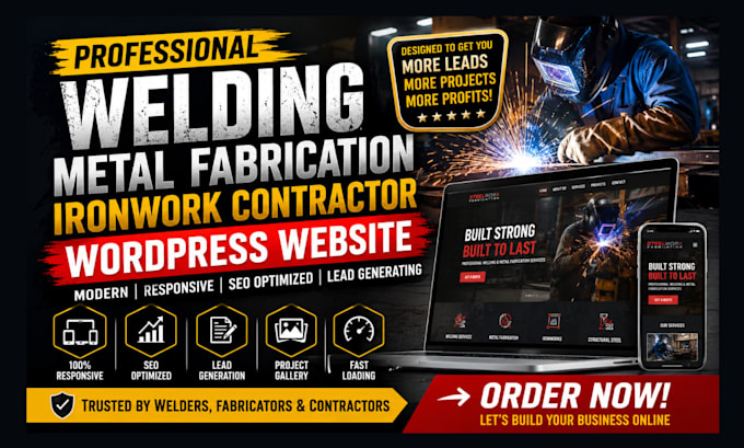 design welding metal fabrication and ironwork contractor wordpress website