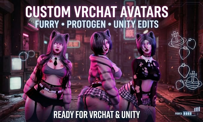 create custom vrchat avatar furry avatar protogen vrchat model and unity vrchat