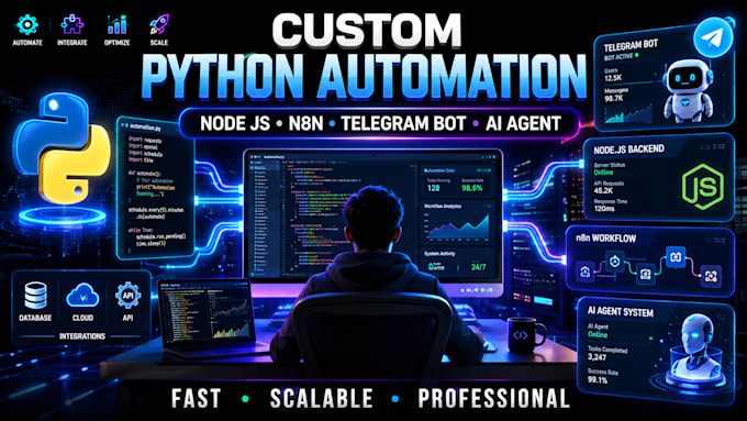 code custom python automation python scripting node js n8n telegram bot ai agent
