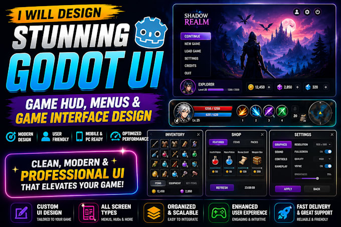 Concevoir une interface godot époustouflante, hud de jeu, menus et ...