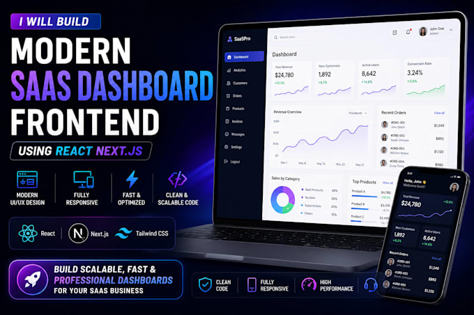 build modern saas dashboard frontend using react next js