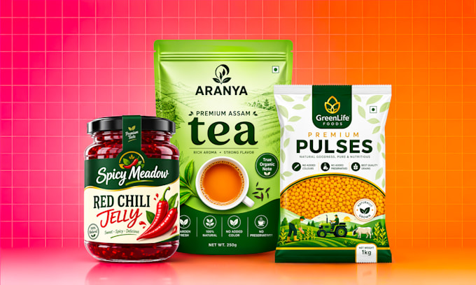 create product packaging box design, label design, pouch design