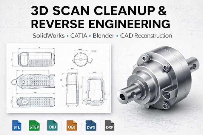 do 3d scan cleanup, reverse engineering and full cad reconstruction