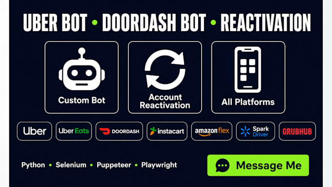 build uber bot doordash grabber instacart bot reactive uber spark driver