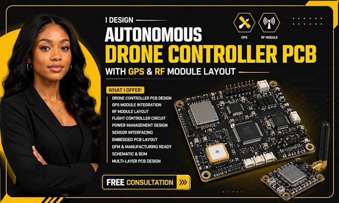 design autonomous drone controller pcb with gps and rf module layout