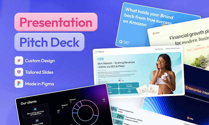 design a modern pitch deck and business presentation