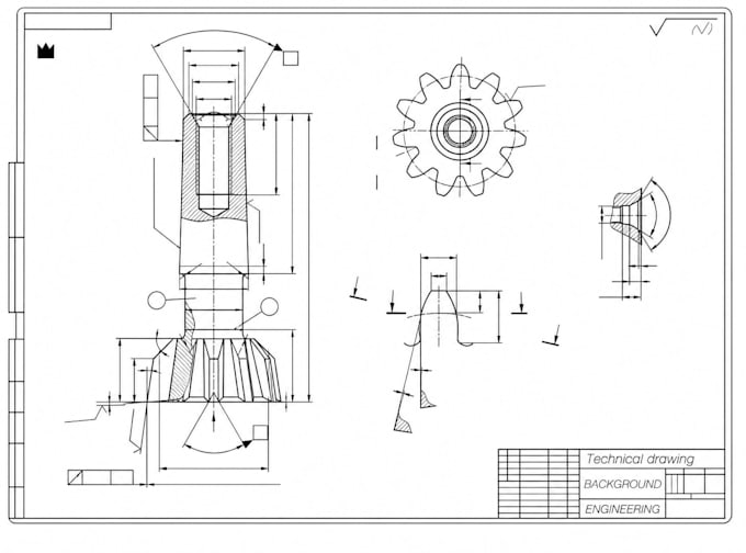 create 2d technical cad drawings for manufacturing with dimensions tolerances