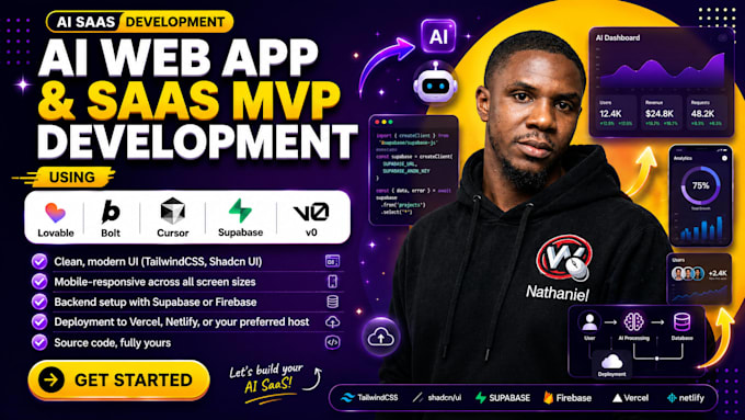 develop ai web app, saas mvp using lovable, bolt, cursor, supabase, v0