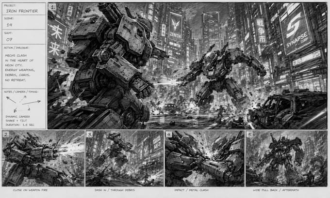 create cinematic storyboard sequences and cutscenes for games