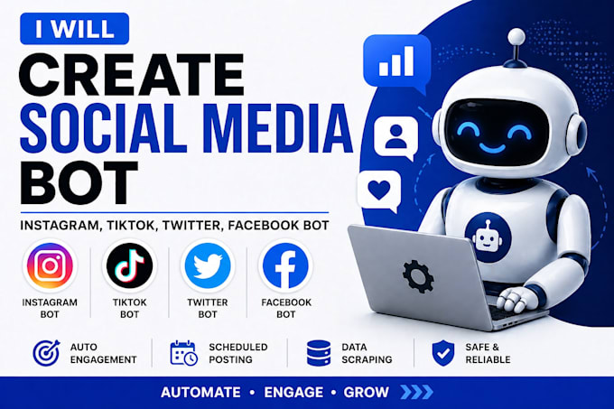create social media bot, tiktok bot, instagram bot, snapchat bot, twitter bot