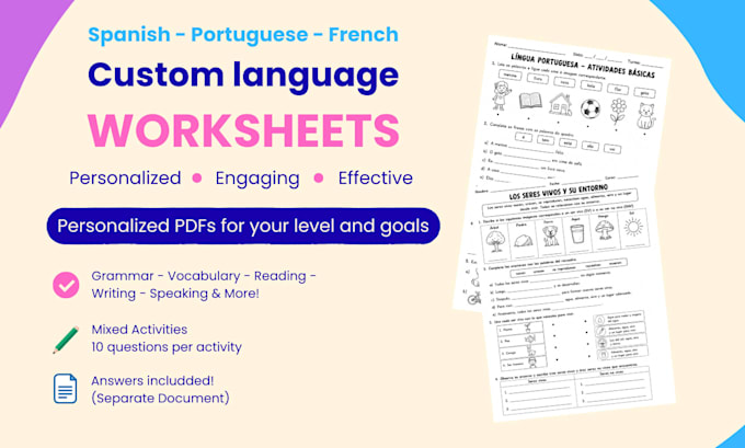 create personalized language learning worksheets and pdfs