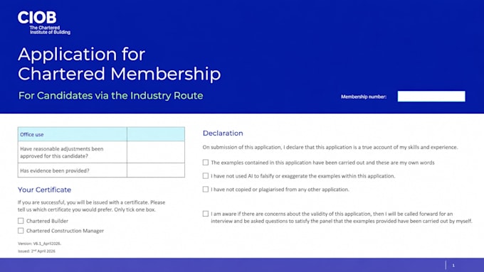 ciob application, mciob application, and mrics application review