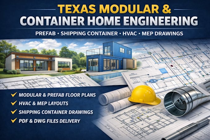 design texas modular prefab shipping container home mep construction drawings