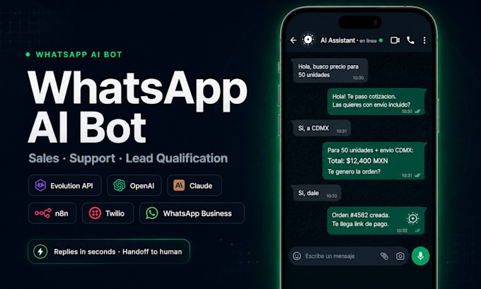 build ai whatsapp chatbot for sales, support and lead qualification
