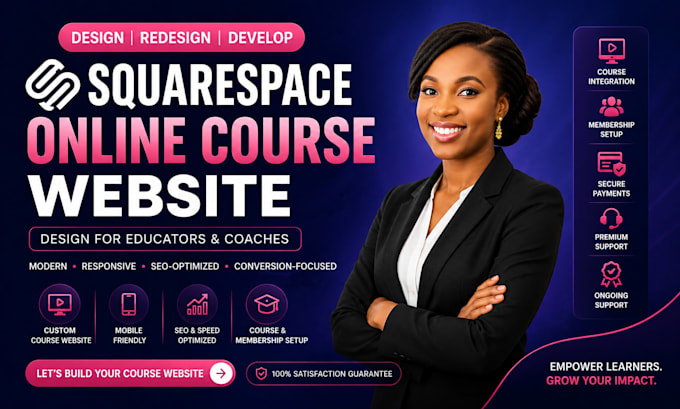 design a squarespace online course website for coaches and educators