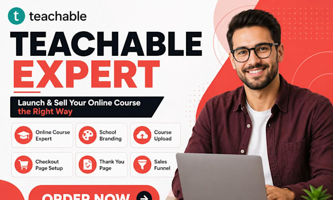 design a professional teachable website and online course school