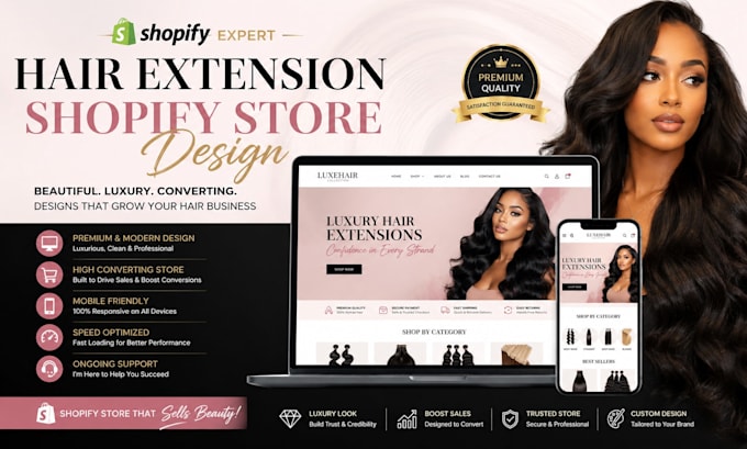 shopify hair extension store design