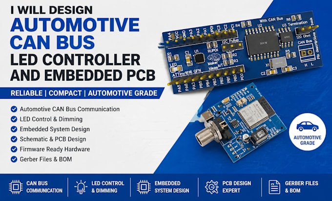 design automotive can bus led controller and embedded pcb