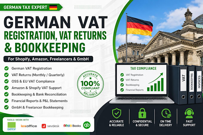 do german vat registration, vat returns and bookkeeping for shopify, amazon