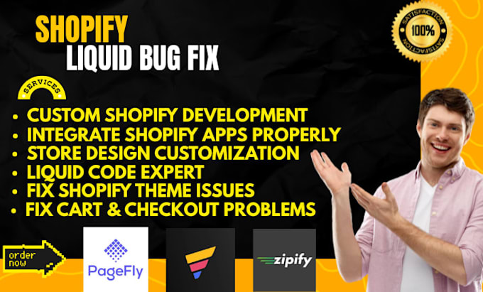 setup shopify custom coding, liquid development and bug fix
