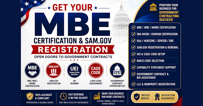 do sam gov registration, uei, cage code, mbe and sba certifications