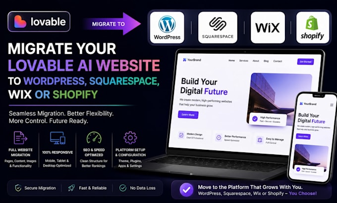 migrate lovable ai website to wordpress squarespace wix or shopify
