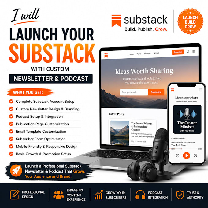 launch your substack with custom newsletter, podcast
