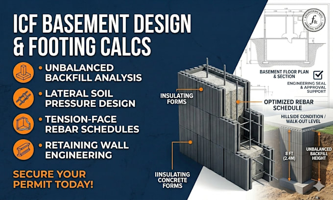 design icf basement walls  footings  calculation
