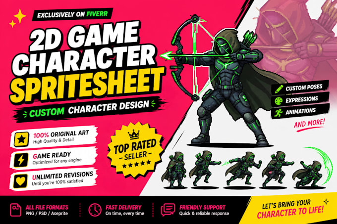 create 2d game character sprite sheet for your indie game