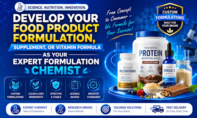develop your food formulation supplement or vitamin product formulation chemist