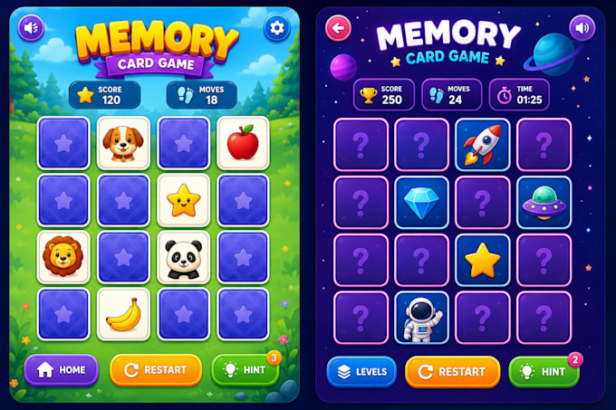 create unique memory card game and custom game