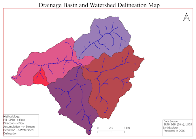 do gis hydrology analysis, watershed delineation and flood mapping