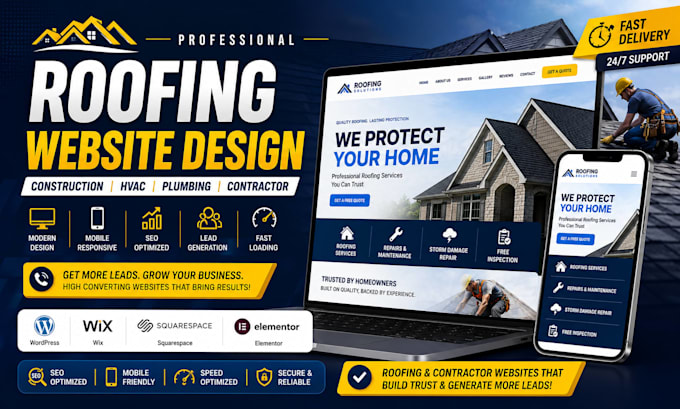 design roofing website construction website hvac plumbing contractor website