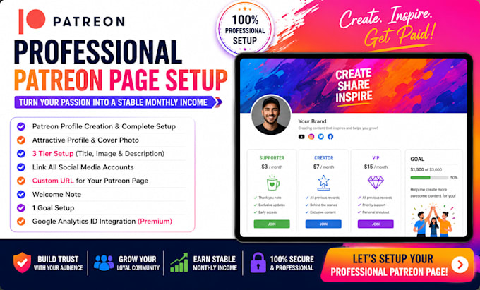 create professional patreon profile and patreon page setup
