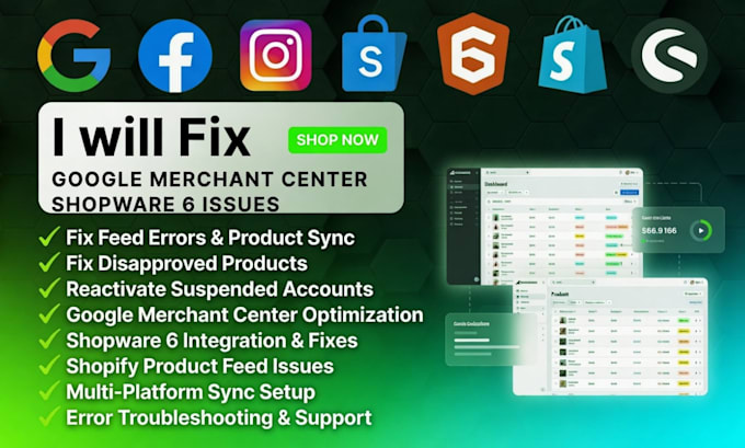 setup fix shopware 5 and 6 google merchant center feed errors product sync issue