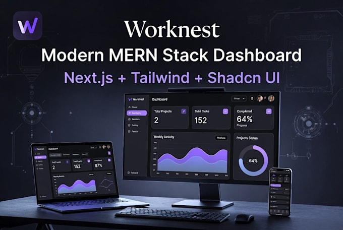 build modern mern stack web app with nextjs tailwind shadcn dashboard