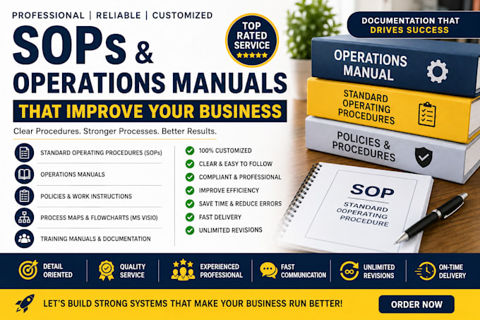 write sops, process maps, and business operation manuals