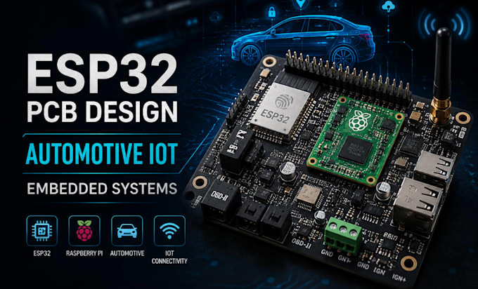design esp32 raspberry pi pcb circuit for automotive iot embedded systems gerber