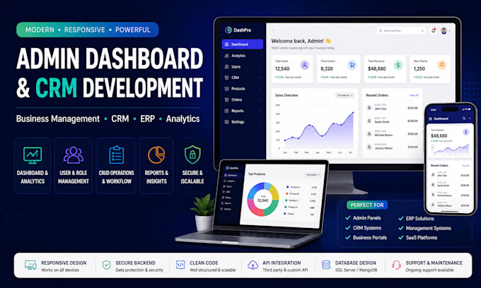 Build a modern admin dashboard, crm, or business management system by ...