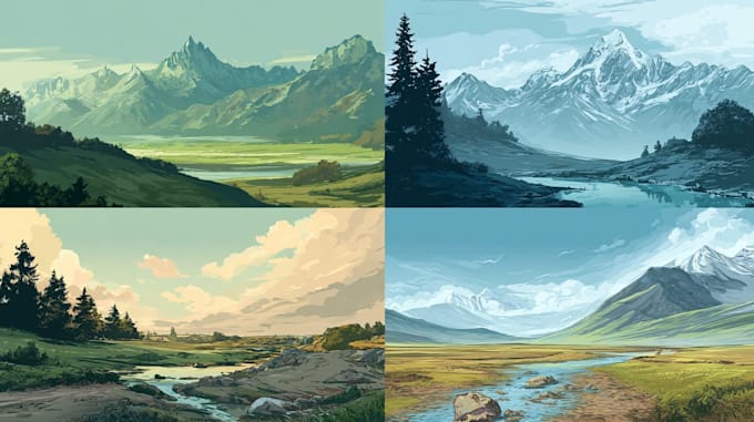 draw professional vector landscape illustration