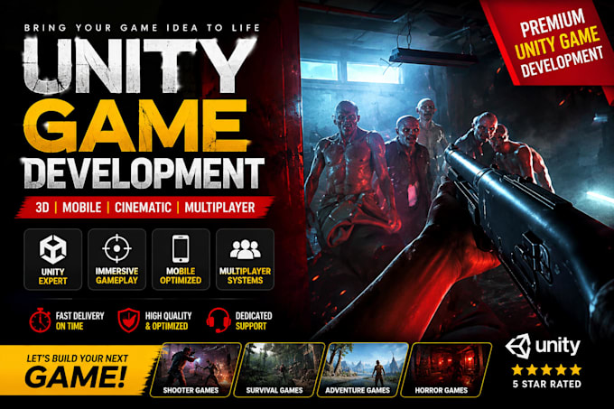 develop unity 3d game mobile game and cinematic game experience