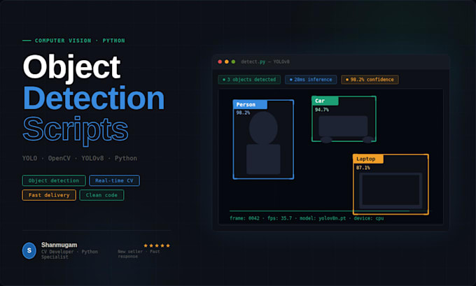 build object detection and computer vision script using python, yolo and opencv