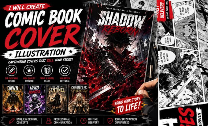 create professional comic book and manga cover illustration