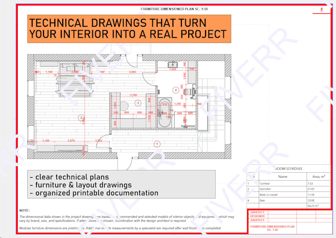 interior architectural drawings documentation