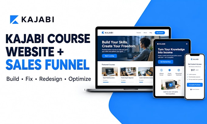 build kajabi course website and sales funnel for coaches