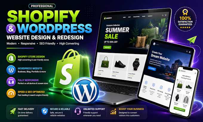 create a premium shopify and wordpress design