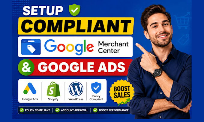 setup compliant google merchant center and goo gle ads for peptide ecommerce