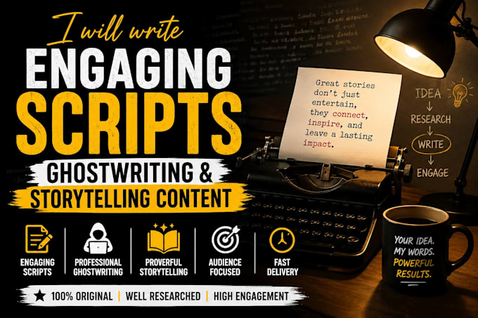 write engaging scripts, ghostwriting and storytelling content